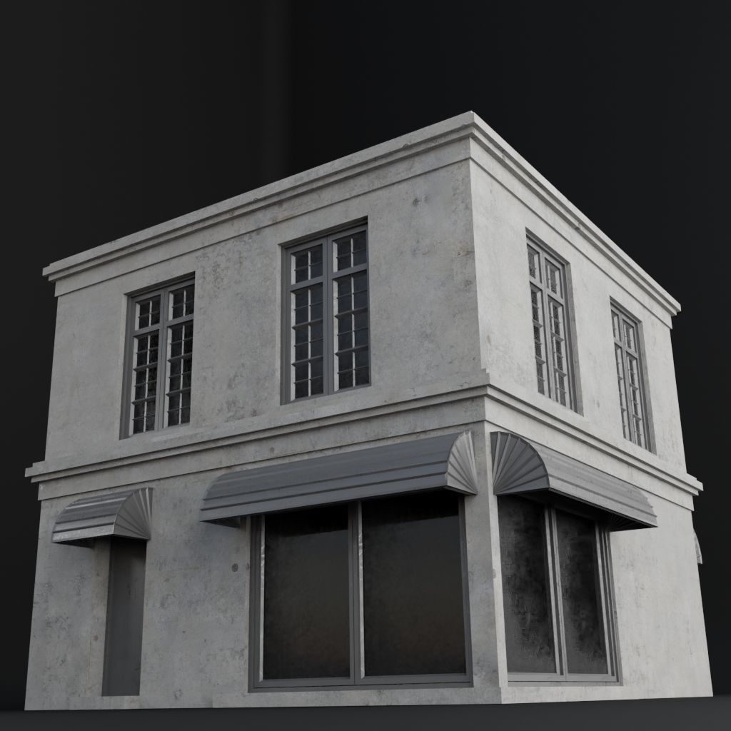 OLD RETRO CLASSICAL BUILDING 4 Low-poly 3D model_6