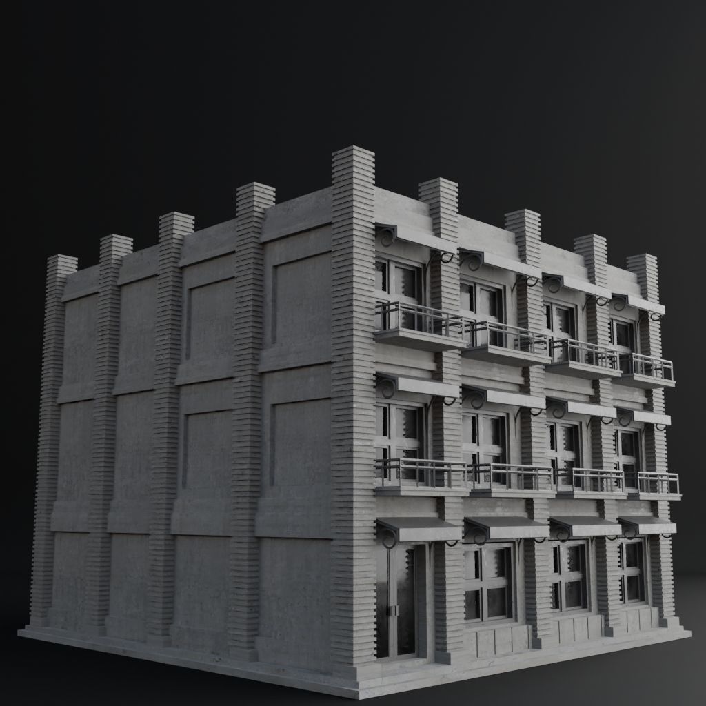 OLD RETRO CLASSICAL BUILDING 5 Low-poly 3D model_3