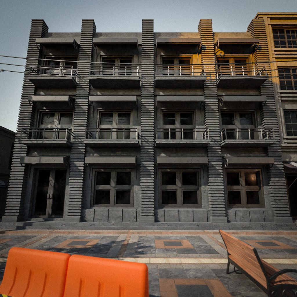 OLD RETRO CLASSICAL BUILDING 5 Low-poly 3D model_7