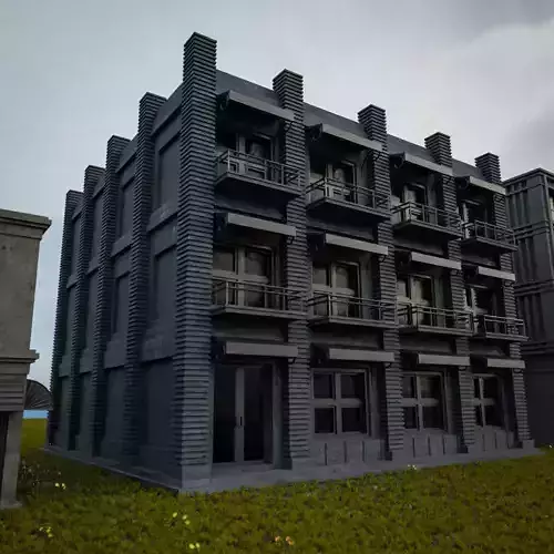 OLD RETRO CLASSICAL BUILDING 5 Low-poly 3D model