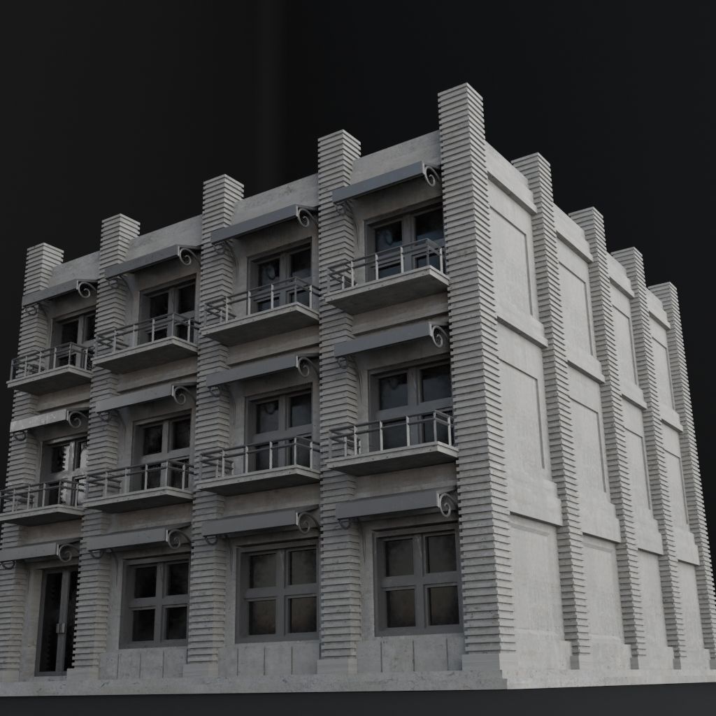 OLD RETRO CLASSICAL BUILDING 5 Low-poly 3D model_5