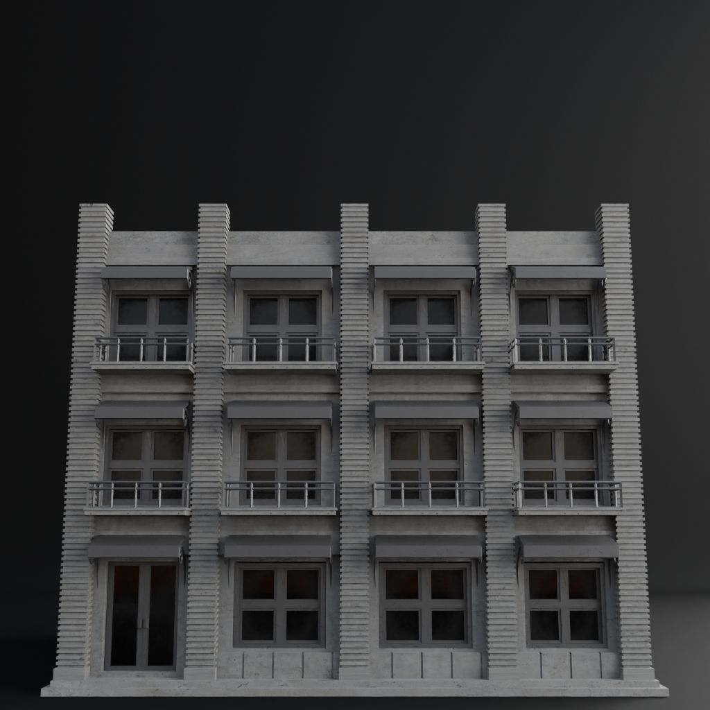 OLD RETRO CLASSICAL BUILDING 5 Low-poly 3D model_2