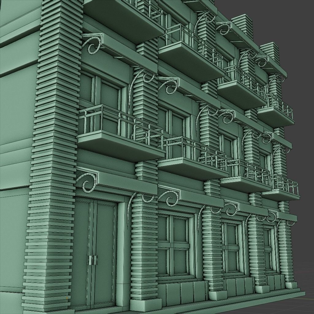 OLD RETRO CLASSICAL BUILDING 5 Low-poly 3D model_10