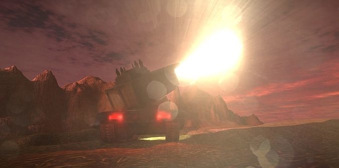 Rocket Artillery Animated and Rendered Game Ready Low-poly 3D model