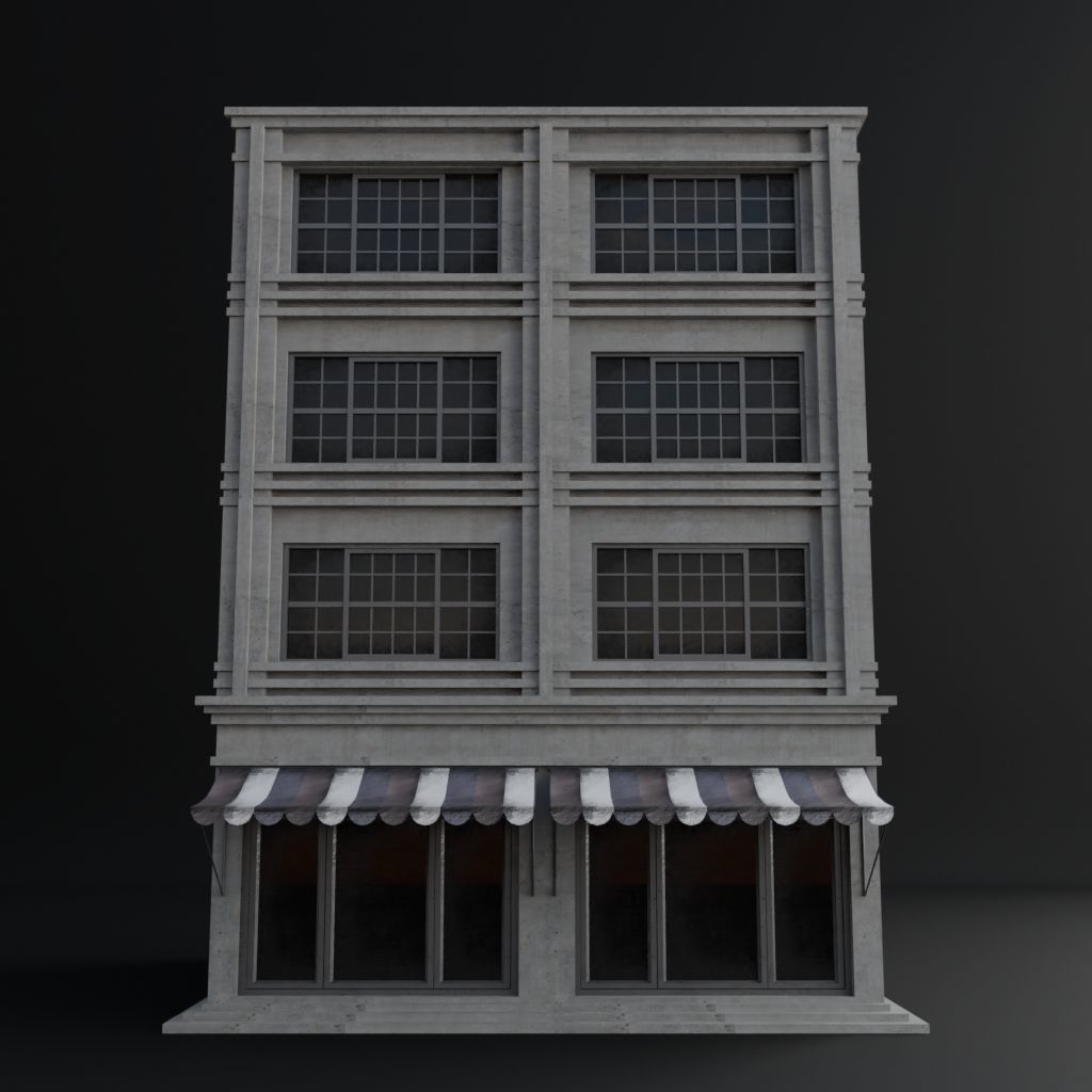 OLD RETRO CLASSICAL BUILDING 6 Low-poly 3D model_2