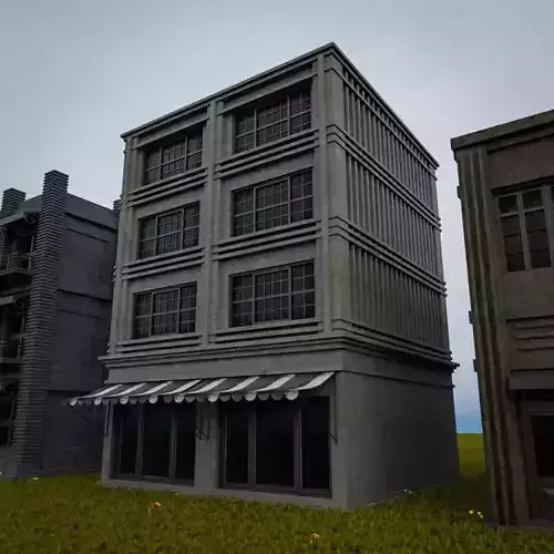 OLD RETRO CLASSICAL BUILDING 6 Low-poly 3D model