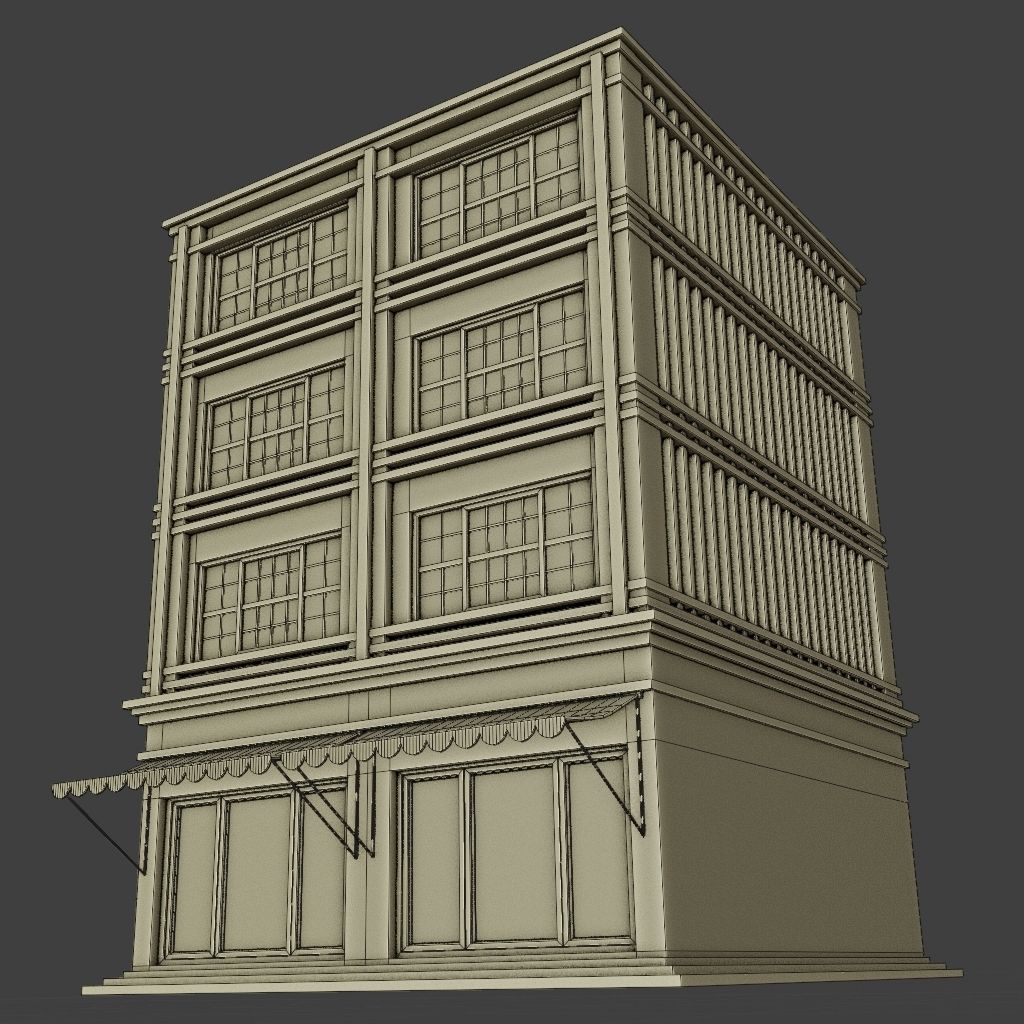 OLD RETRO CLASSICAL BUILDING 6 Low-poly 3D model_9