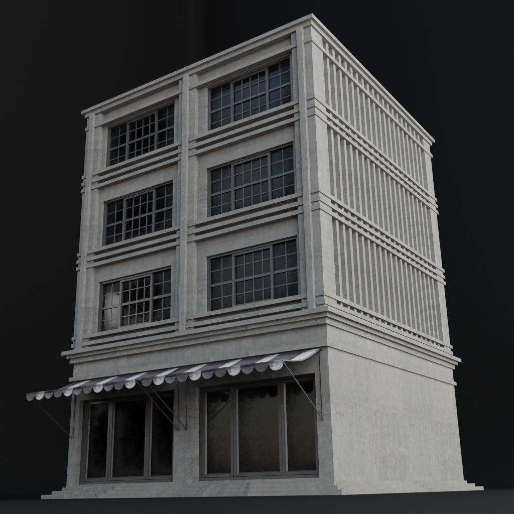 OLD RETRO CLASSICAL BUILDING 6 Low-poly 3D model_5