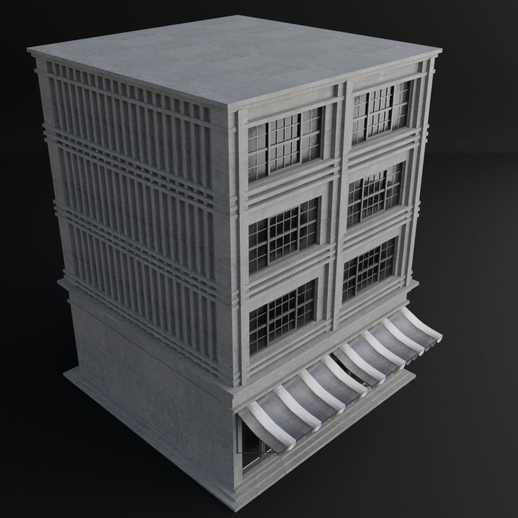 OLD RETRO CLASSICAL BUILDING 6 Low-poly 3D model_6