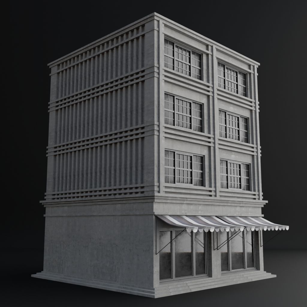OLD RETRO CLASSICAL BUILDING 6 Low-poly 3D model_3