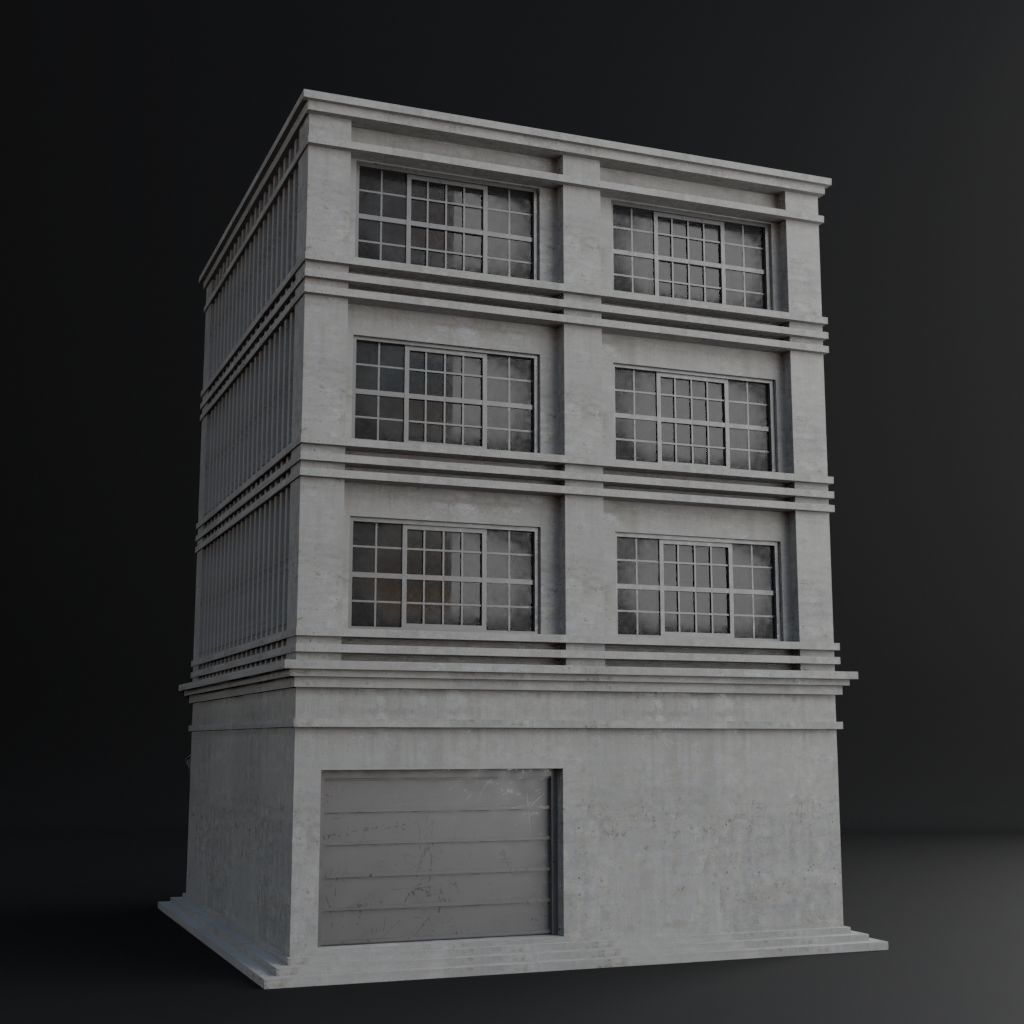 OLD RETRO CLASSICAL BUILDING 6 Low-poly 3D model_4