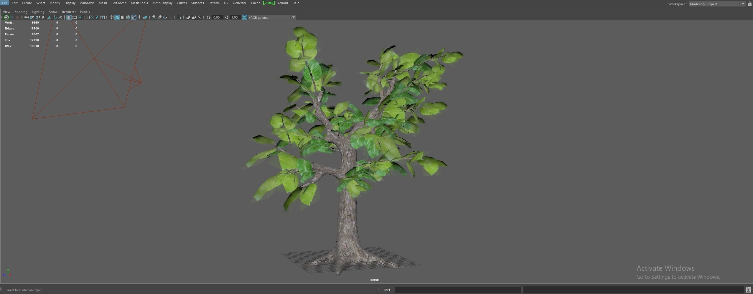 Sagwan tree Low-poly 3D model_6