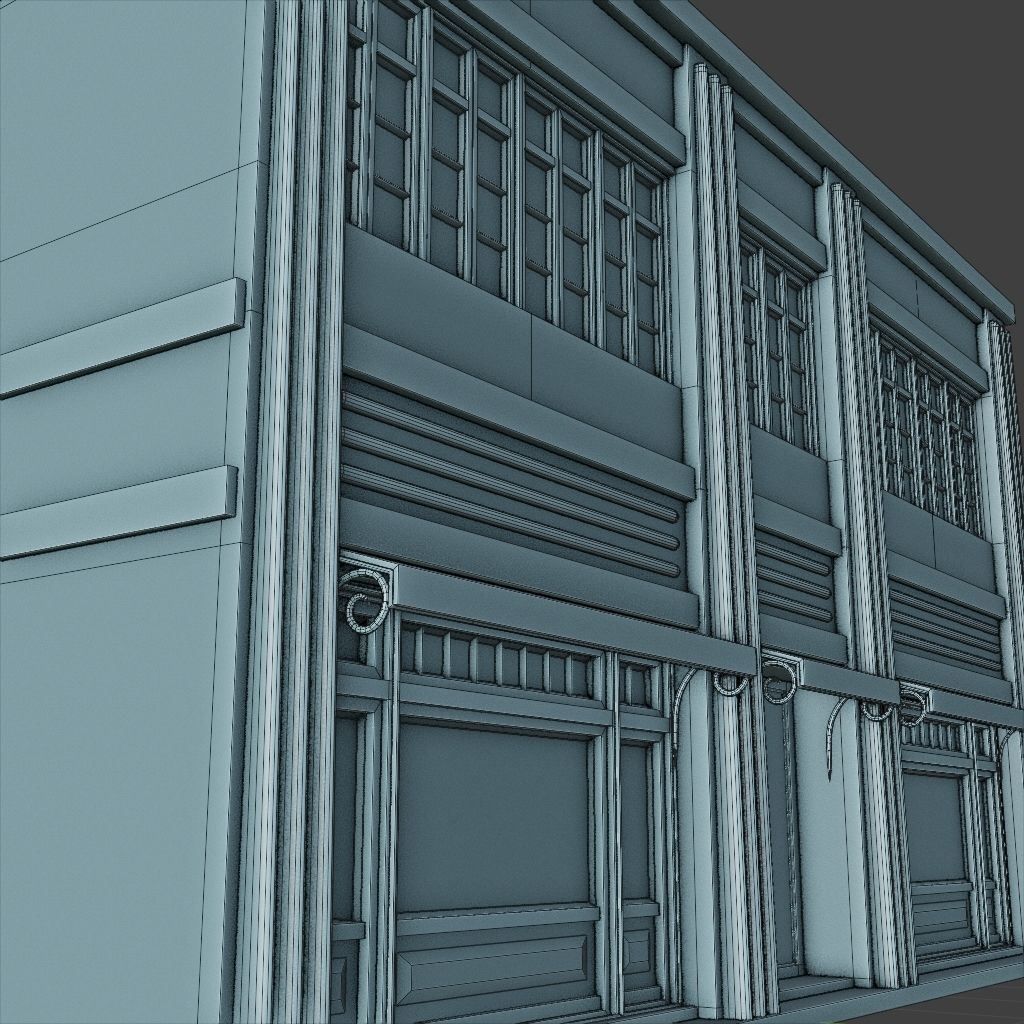 OLD RETRO CLASSICAL BUILDING 7 Low-poly 3D model_15