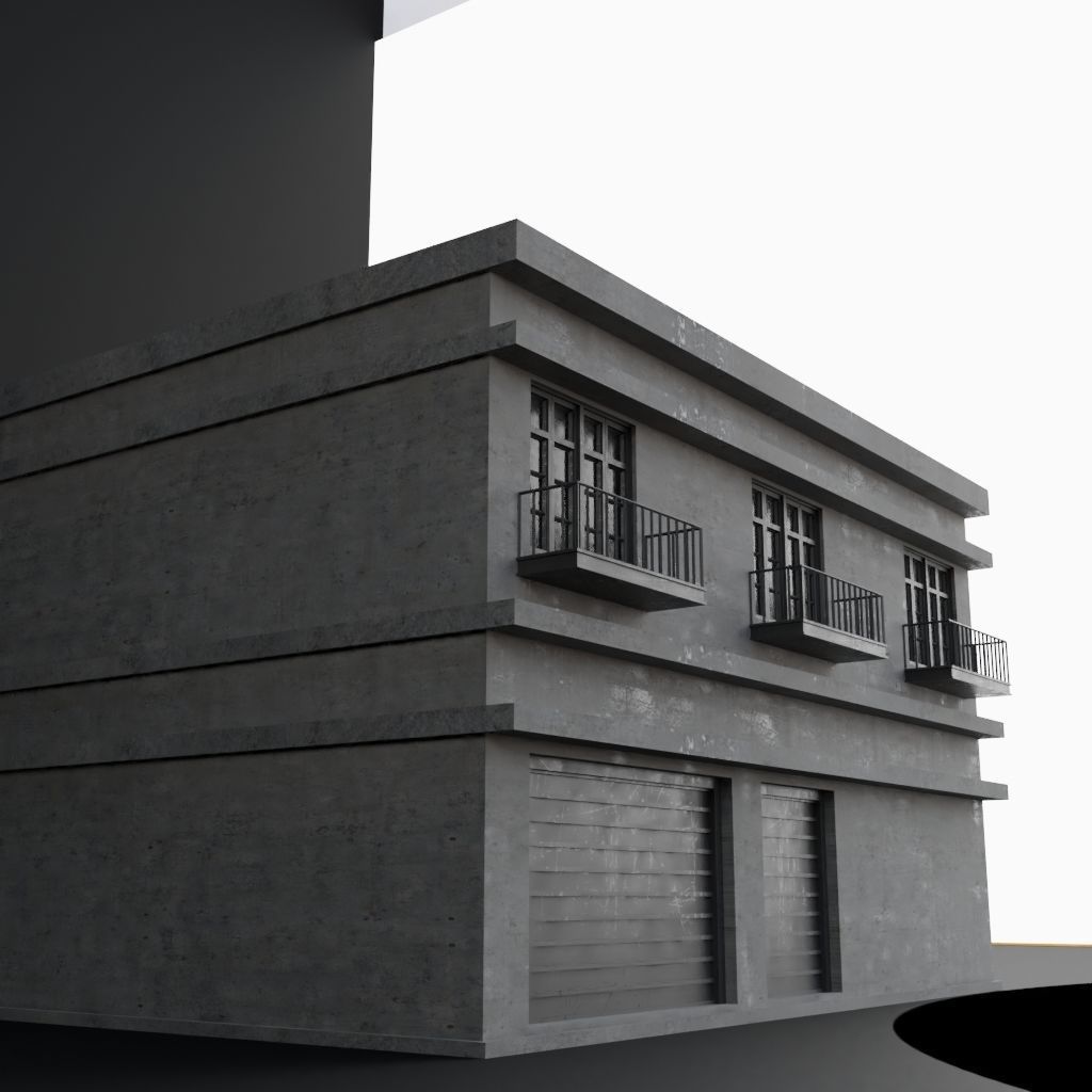 OLD RETRO CLASSICAL BUILDING 7 Low-poly 3D model_9