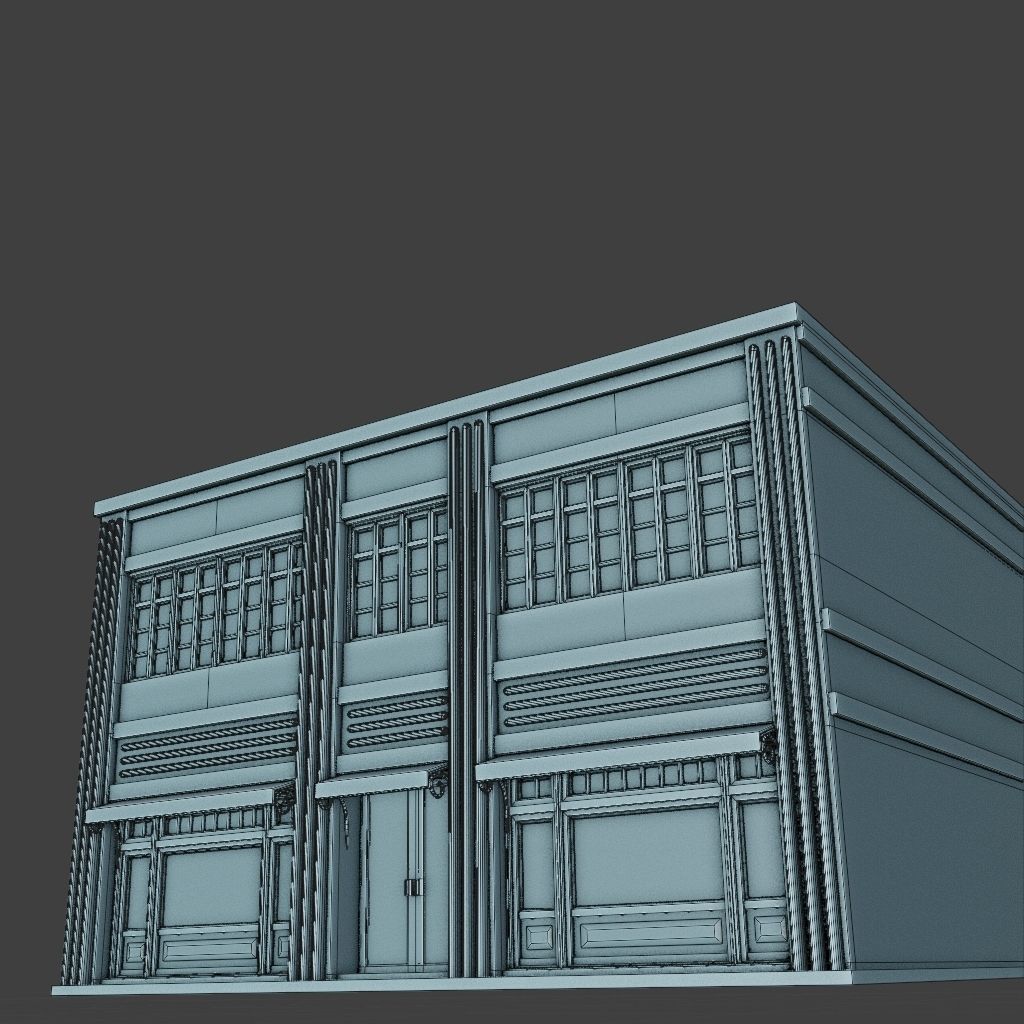 OLD RETRO CLASSICAL BUILDING 7 Low-poly 3D model_14