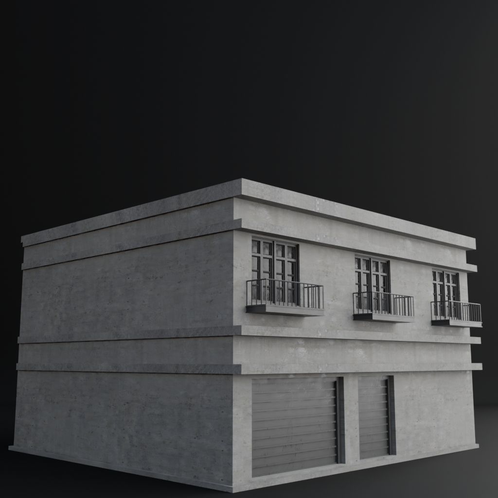 OLD RETRO CLASSICAL BUILDING 7 Low-poly 3D model_5
