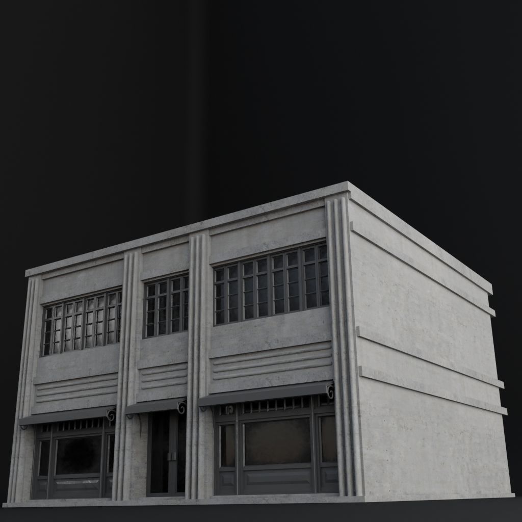 OLD RETRO CLASSICAL BUILDING 7 Low-poly 3D model_8