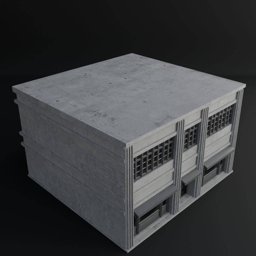 OLD RETRO CLASSICAL BUILDING 7 Low-poly 3D model_6