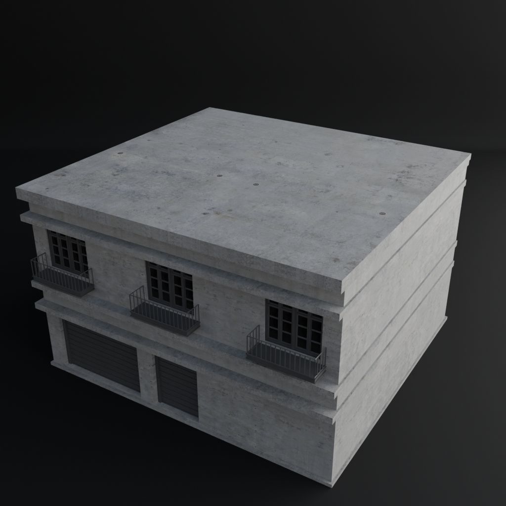 OLD RETRO CLASSICAL BUILDING 7 Low-poly 3D model_7
