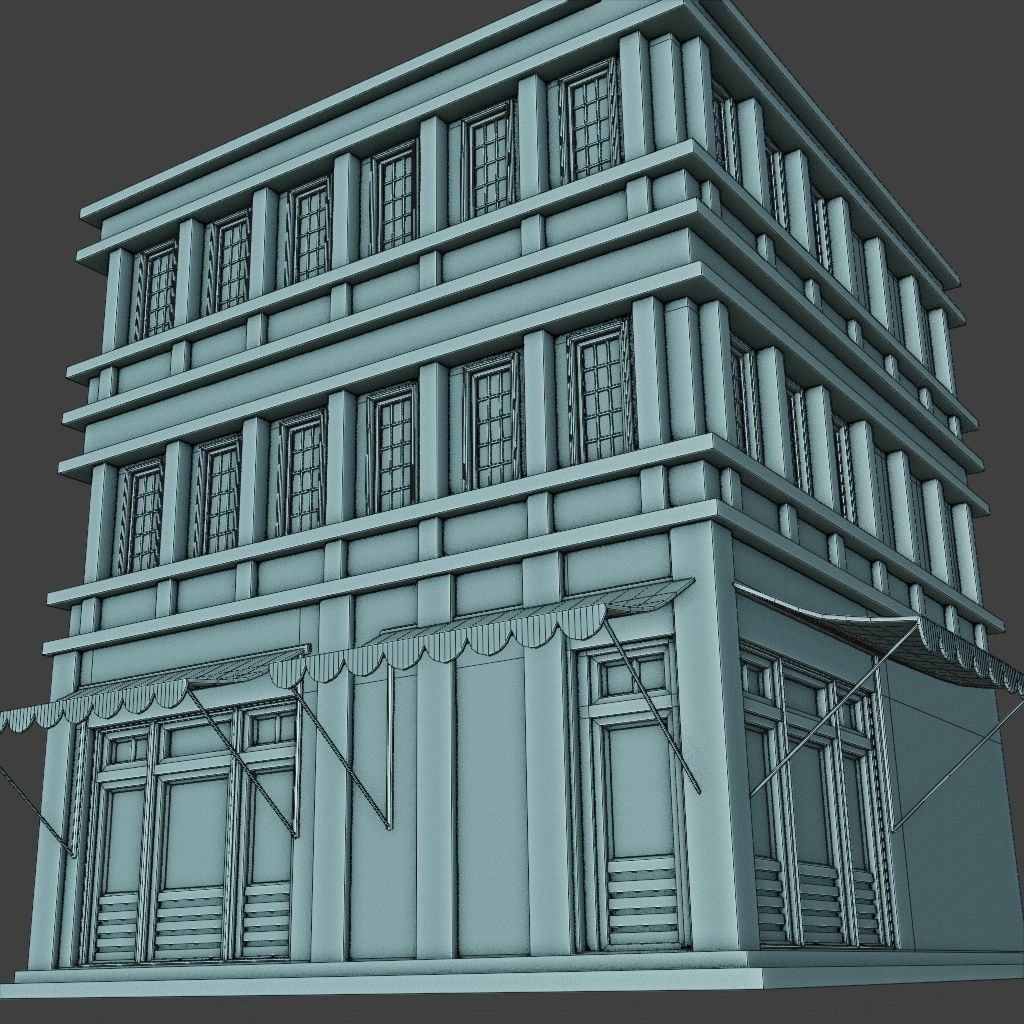 OLD RETRO CLASSICAL BUILDING 8 Low-poly 3D model_14