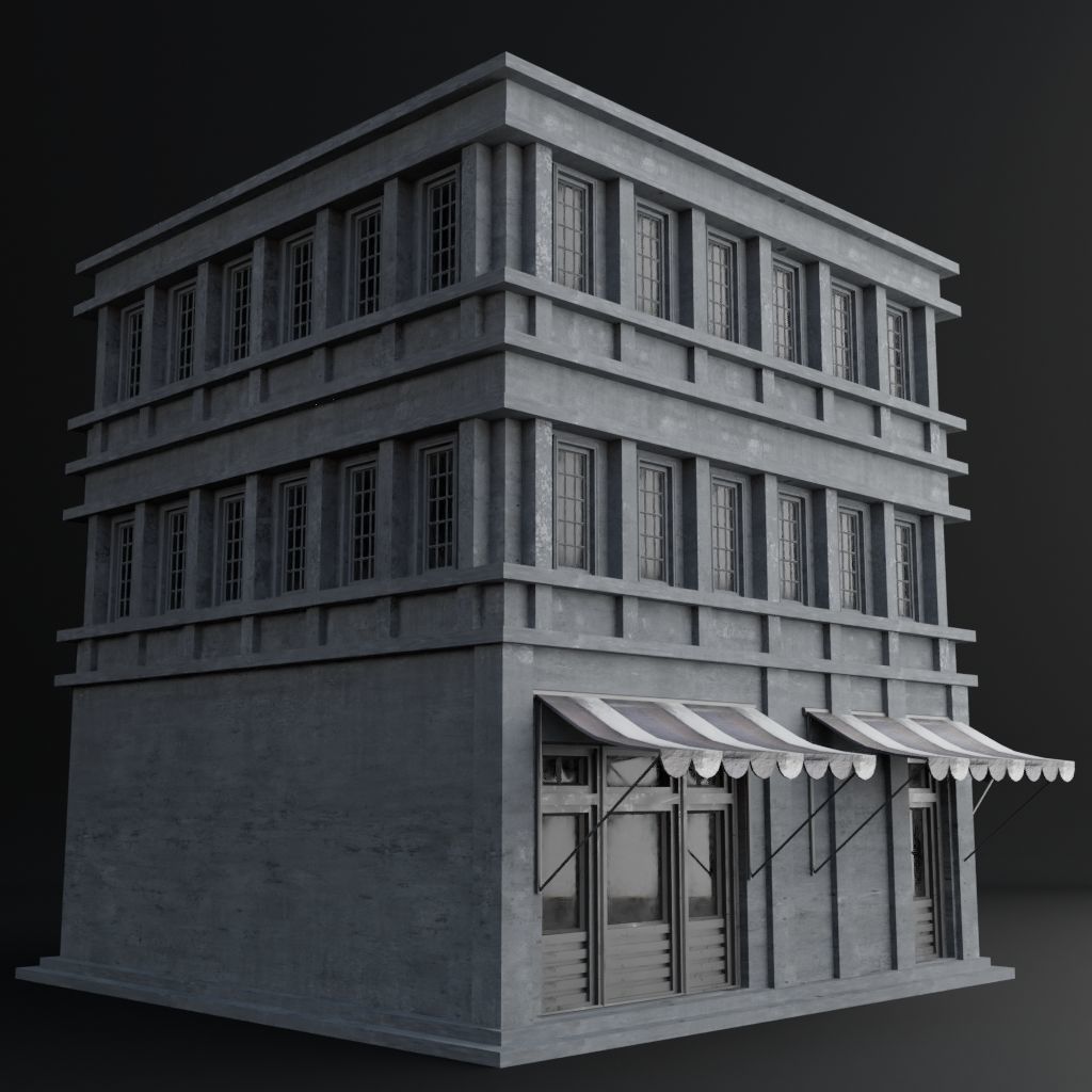 OLD RETRO CLASSICAL BUILDING 8 Low-poly 3D model_3