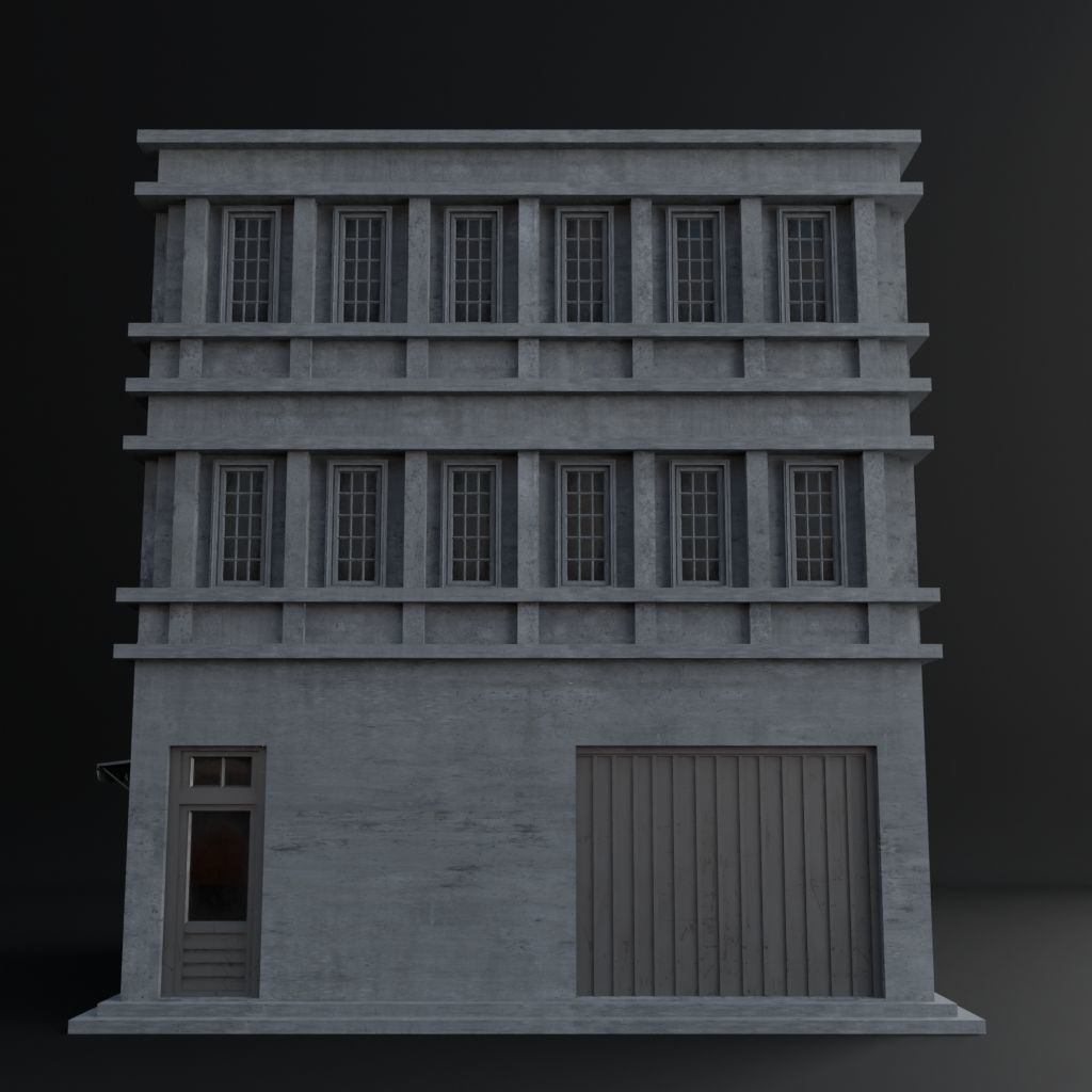 OLD RETRO CLASSICAL BUILDING 8 Low-poly 3D model_5