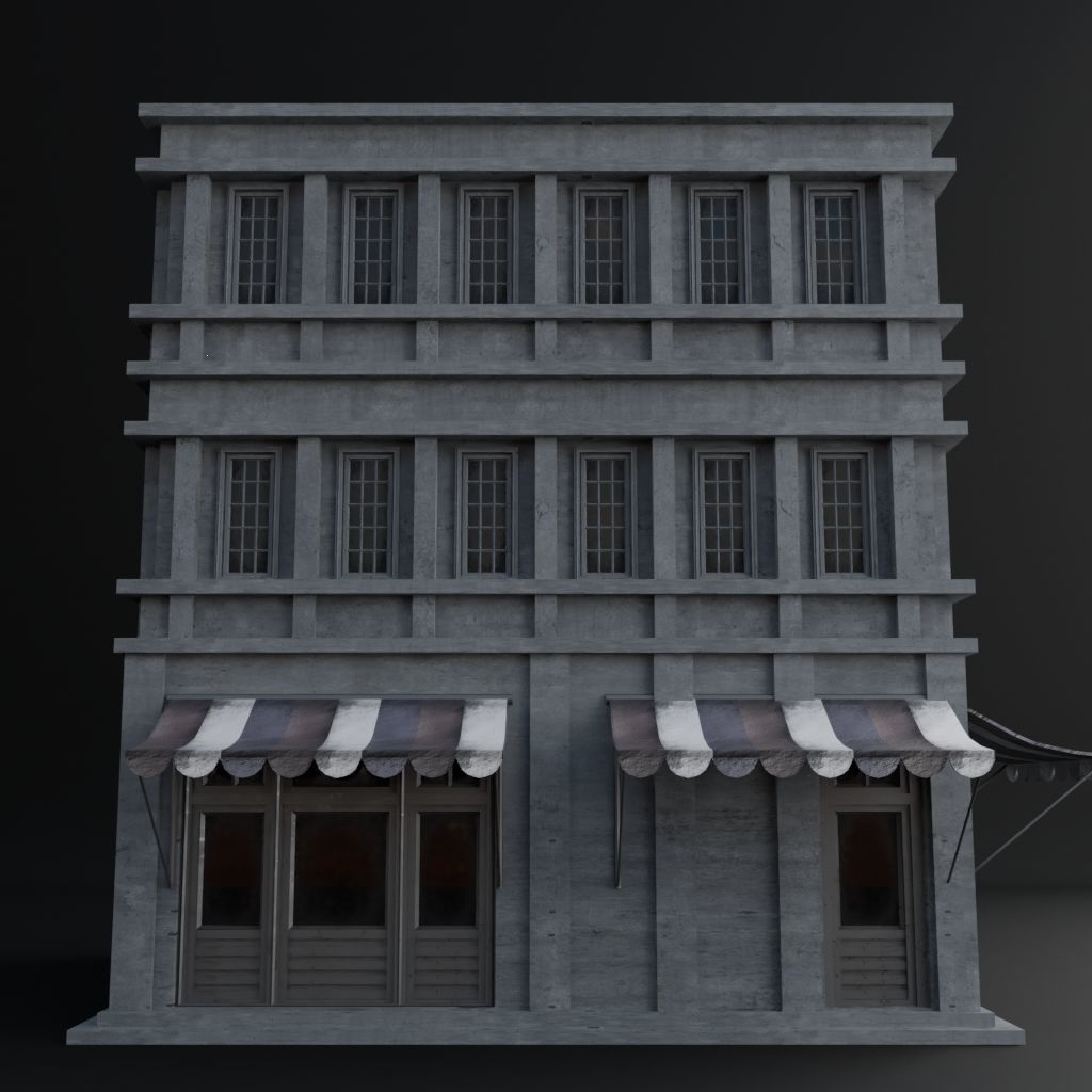 OLD RETRO CLASSICAL BUILDING 8 Low-poly 3D model_2