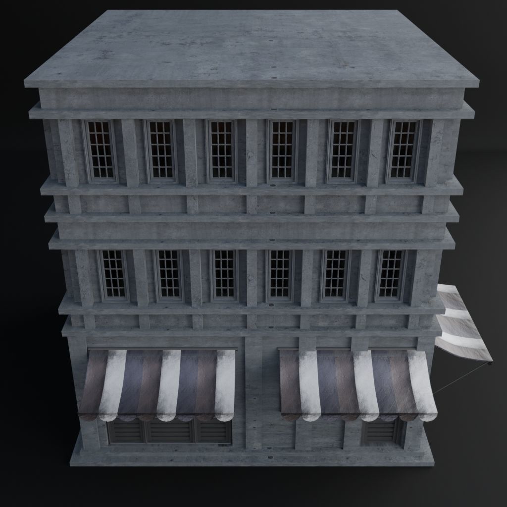 OLD RETRO CLASSICAL BUILDING 8 Low-poly 3D model_6