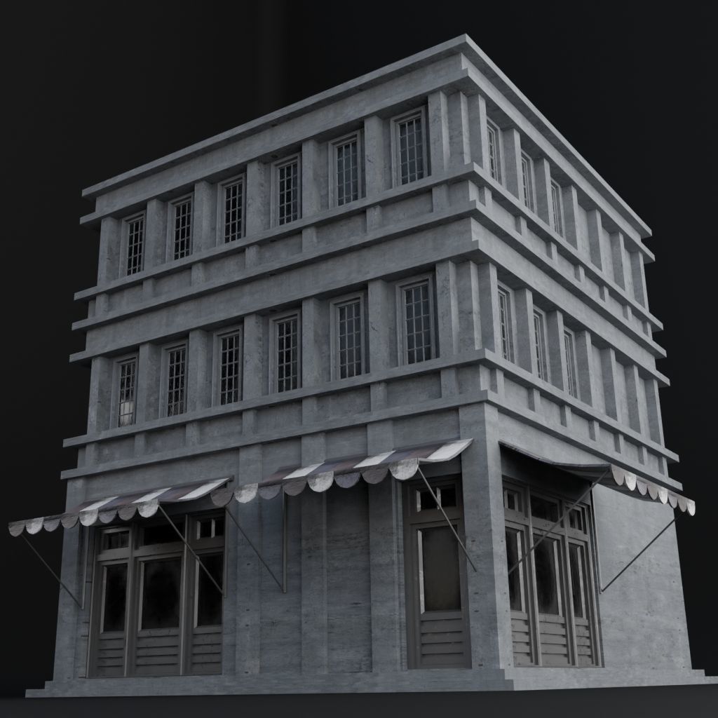 OLD RETRO CLASSICAL BUILDING 8 Low-poly 3D model_9