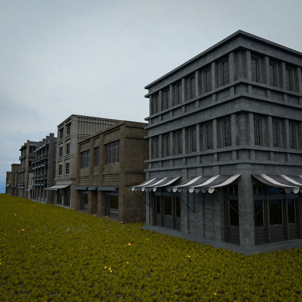 OLD RETRO CLASSICAL BUILDING 8 Low-poly 3D model_12