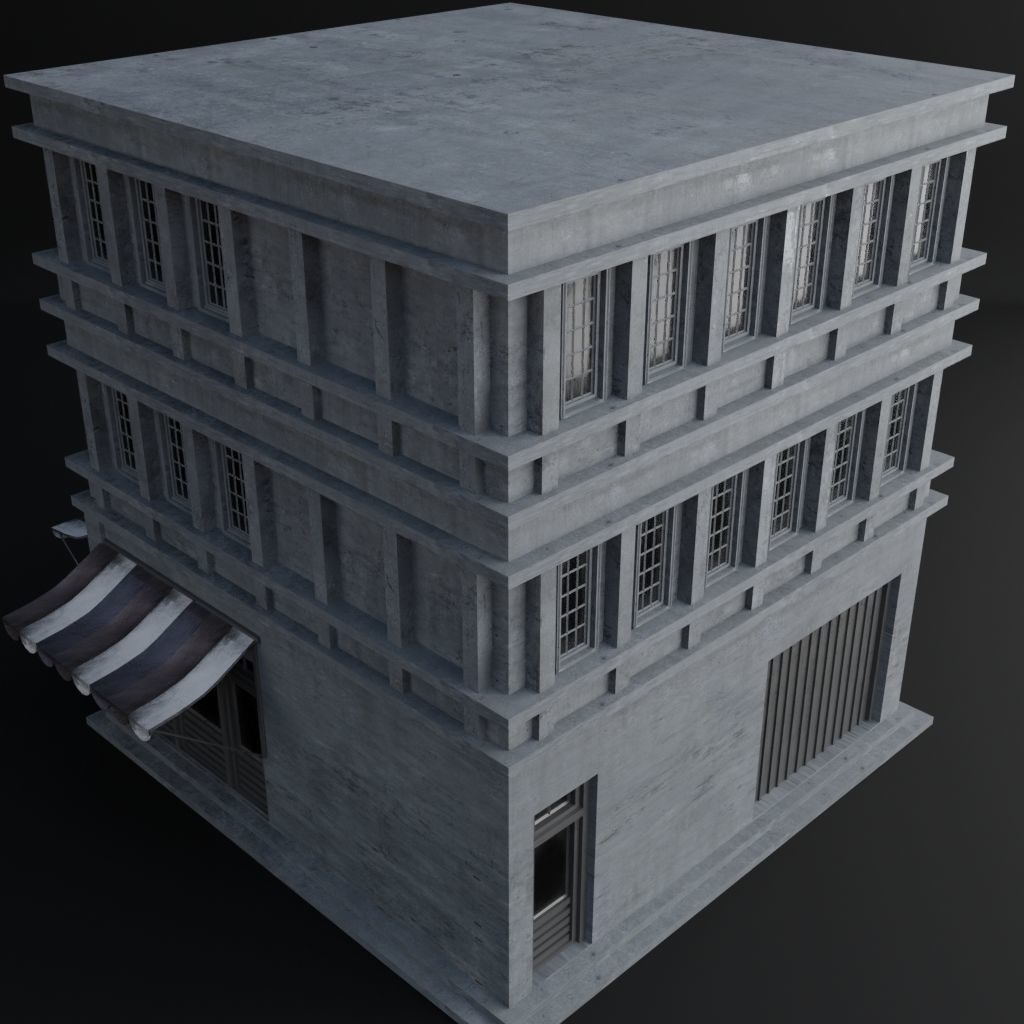 OLD RETRO CLASSICAL BUILDING 8 Low-poly 3D model_8