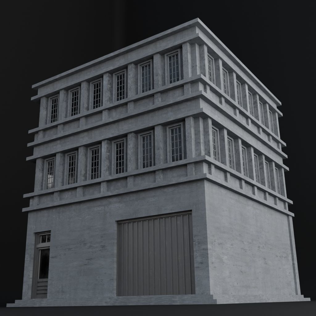 OLD RETRO CLASSICAL BUILDING 8 Low-poly 3D model_10