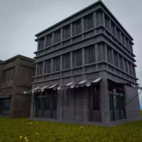 OLD RETRO CLASSICAL BUILDING 8 Low-poly 3D model
