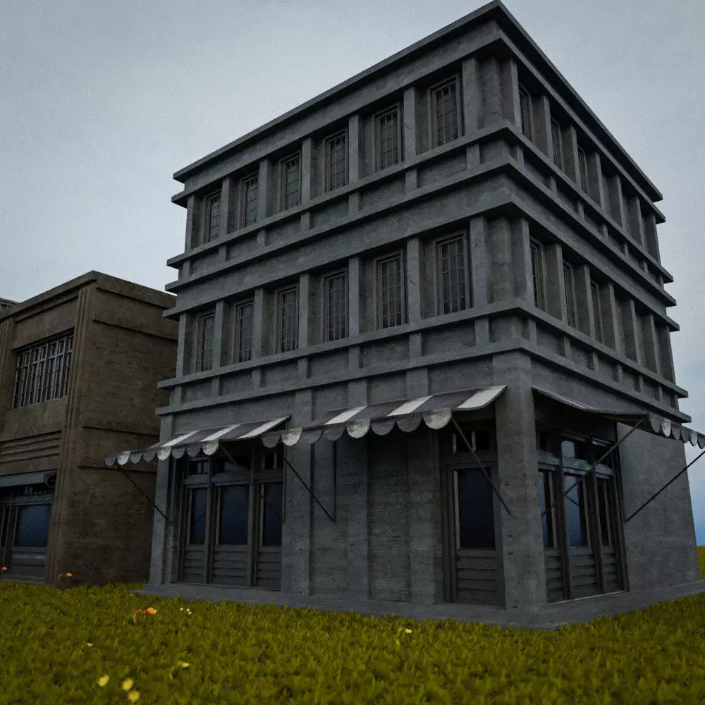 OLD RETRO CLASSICAL BUILDING 8 Low-poly 3D model_0