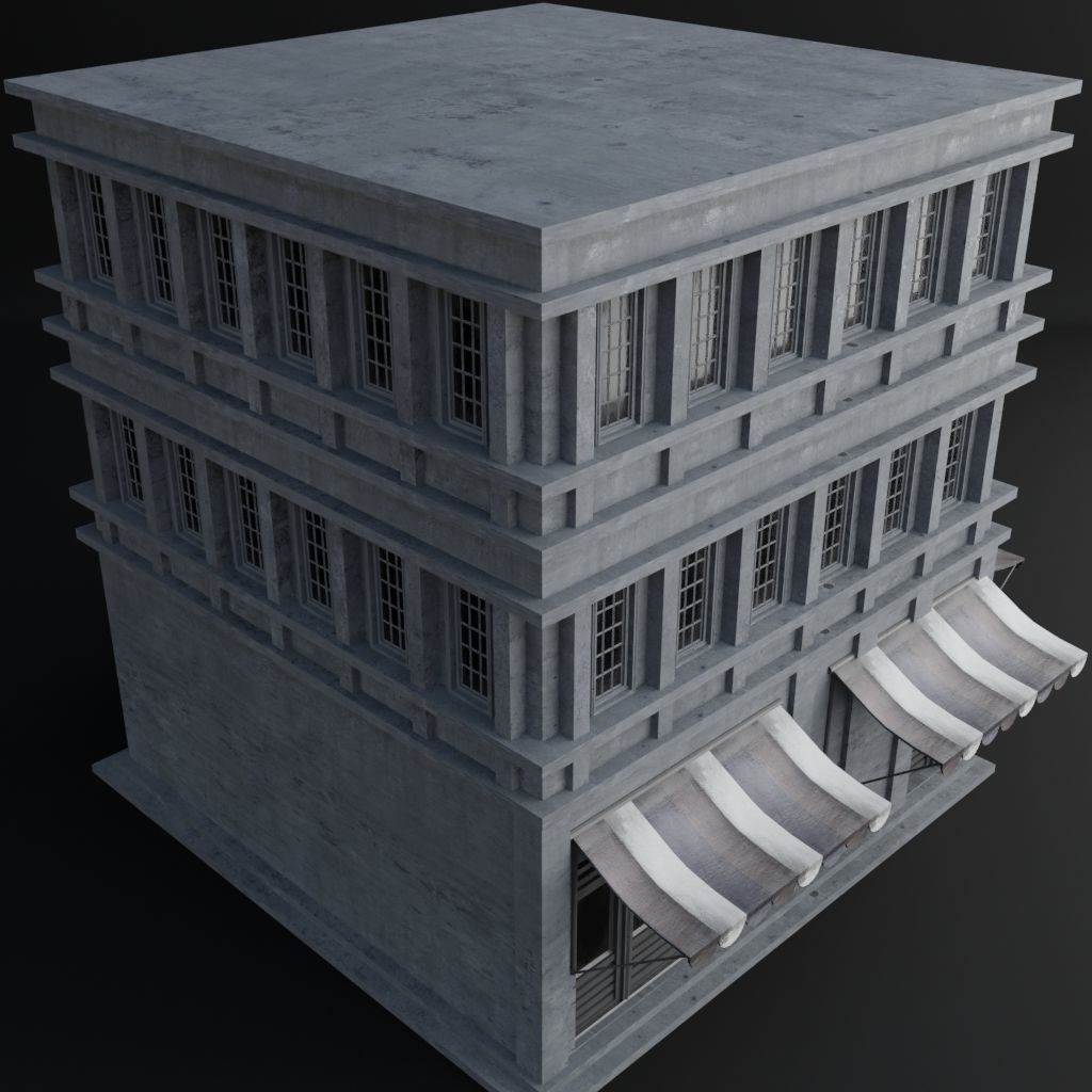 OLD RETRO CLASSICAL BUILDING 8 Low-poly 3D model_7