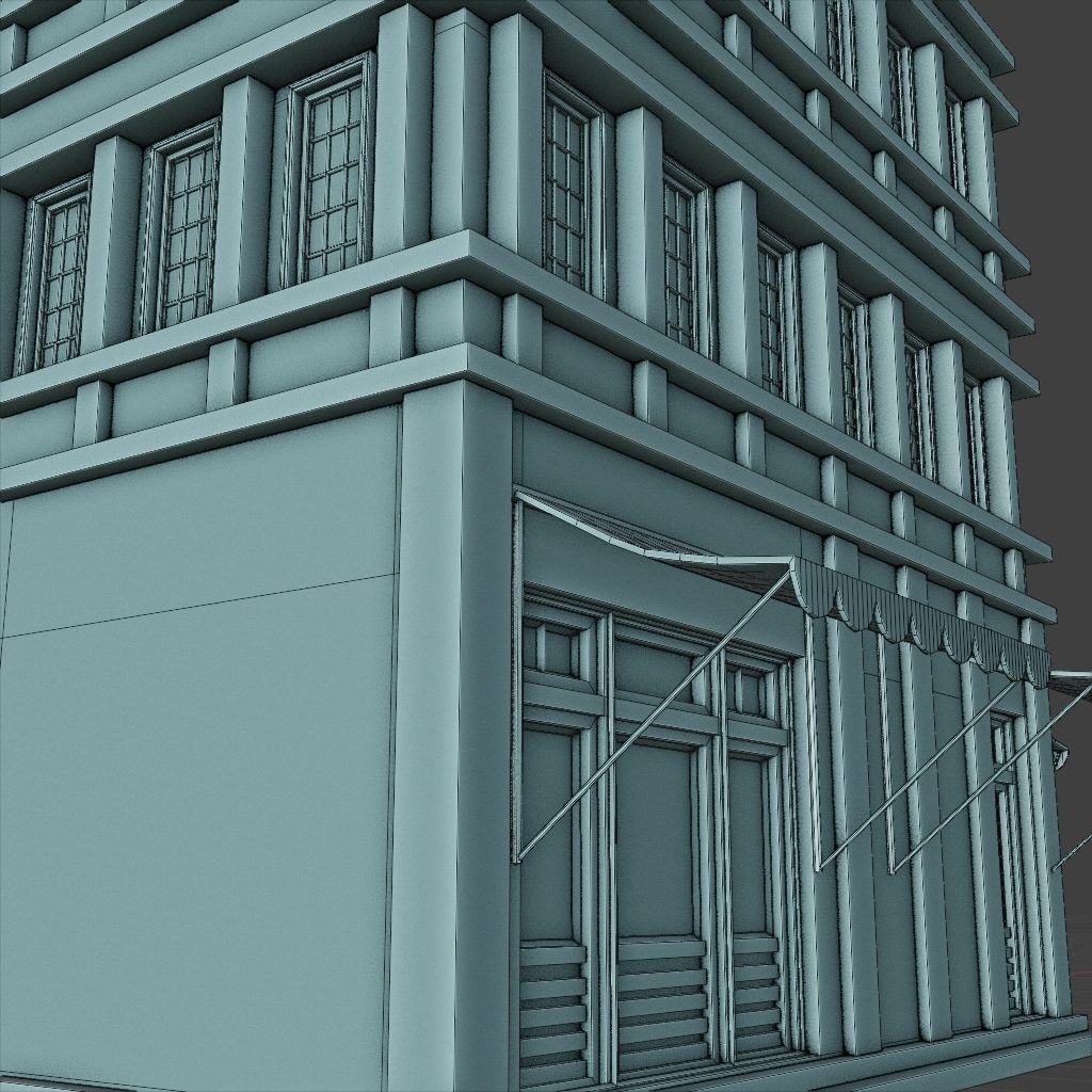 OLD RETRO CLASSICAL BUILDING 8 Low-poly 3D model_15