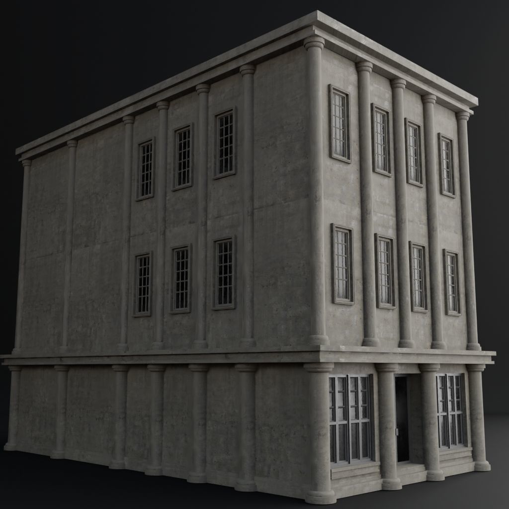 OLD RETRO CLASSICAL BUILDING 9 Low-poly 3D model_3