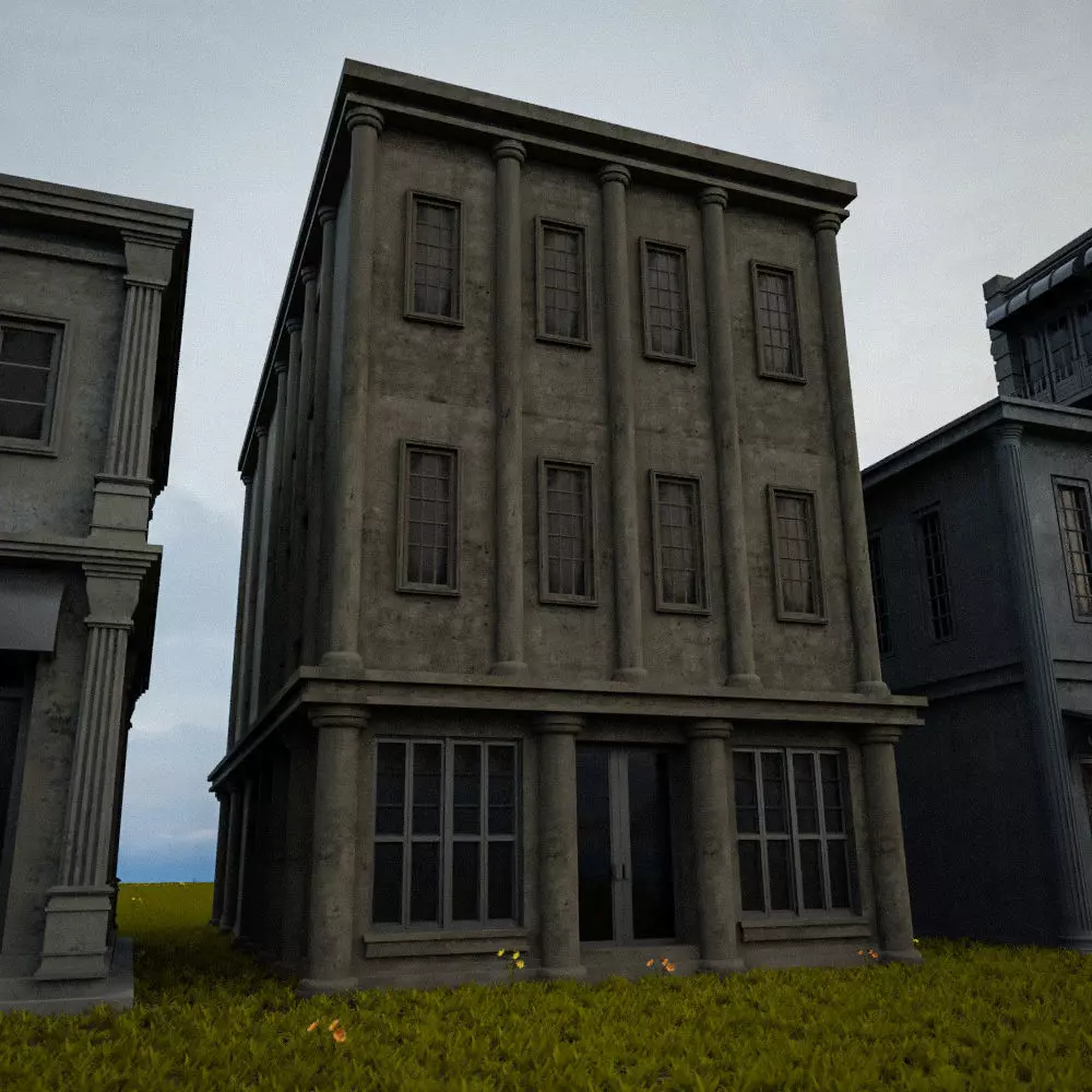 OLD RETRO CLASSICAL BUILDING 9 Low-poly 3D model_0