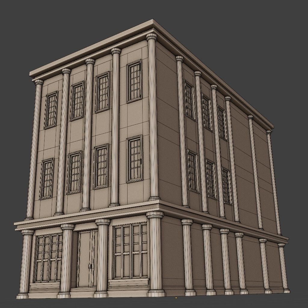 OLD RETRO CLASSICAL BUILDING 9 Low-poly 3D model_11