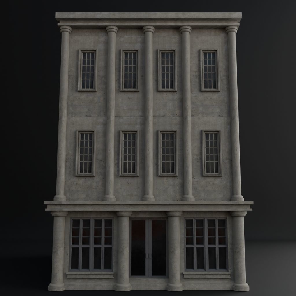 OLD RETRO CLASSICAL BUILDING 9 Low-poly 3D model_2