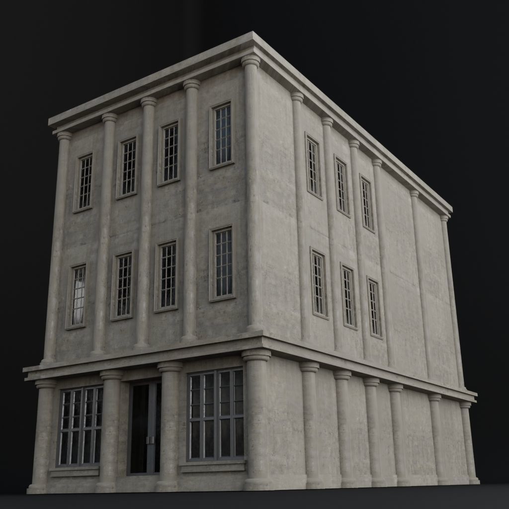 OLD RETRO CLASSICAL BUILDING 9 Low-poly 3D model_4