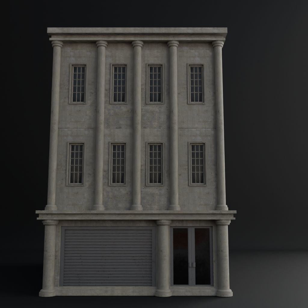 OLD RETRO CLASSICAL BUILDING 9 Low-poly 3D model_5