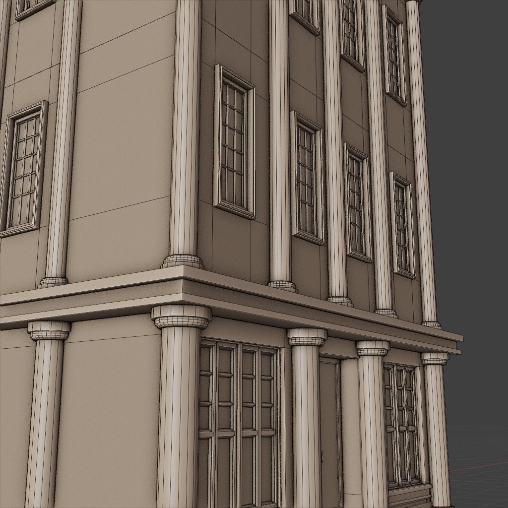 OLD RETRO CLASSICAL BUILDING 9 Low-poly 3D model_12