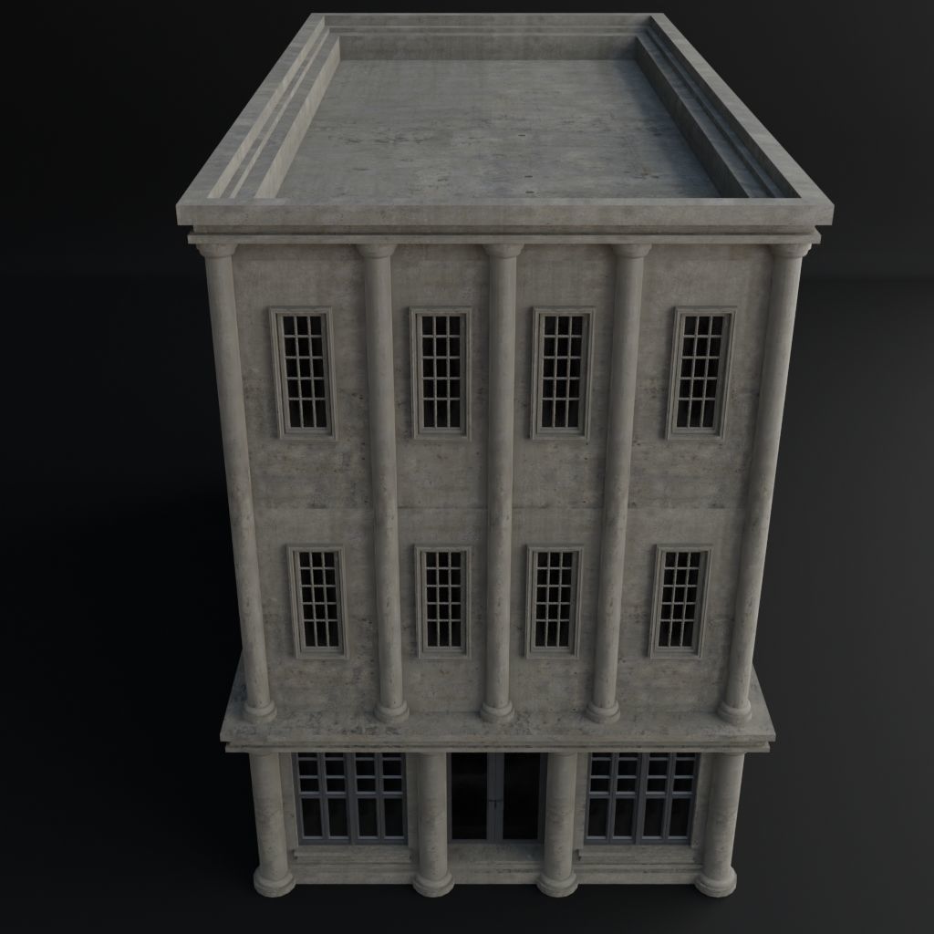 OLD RETRO CLASSICAL BUILDING 9 Low-poly 3D model_7