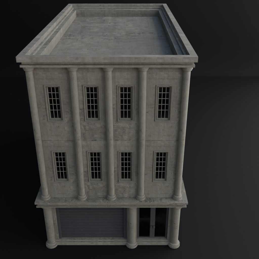 OLD RETRO CLASSICAL BUILDING 9 Low-poly 3D model_9