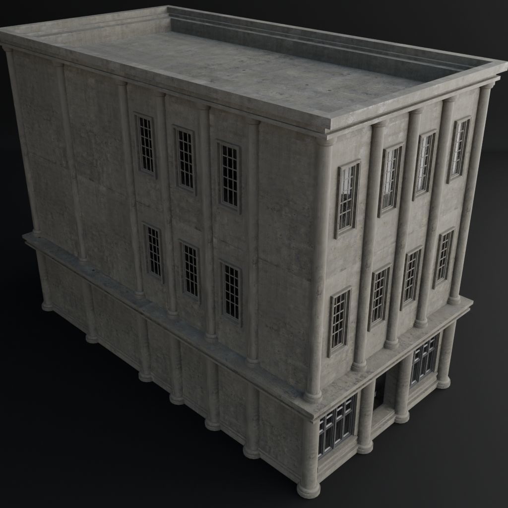 OLD RETRO CLASSICAL BUILDING 9 Low-poly 3D model_8