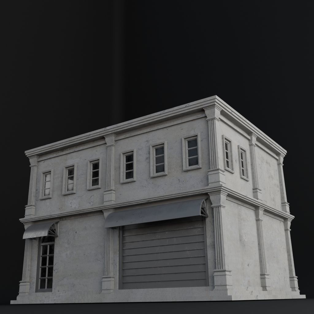 OLD RETRO CLASSICAL BUILDING 10 Low-poly 3D model_8