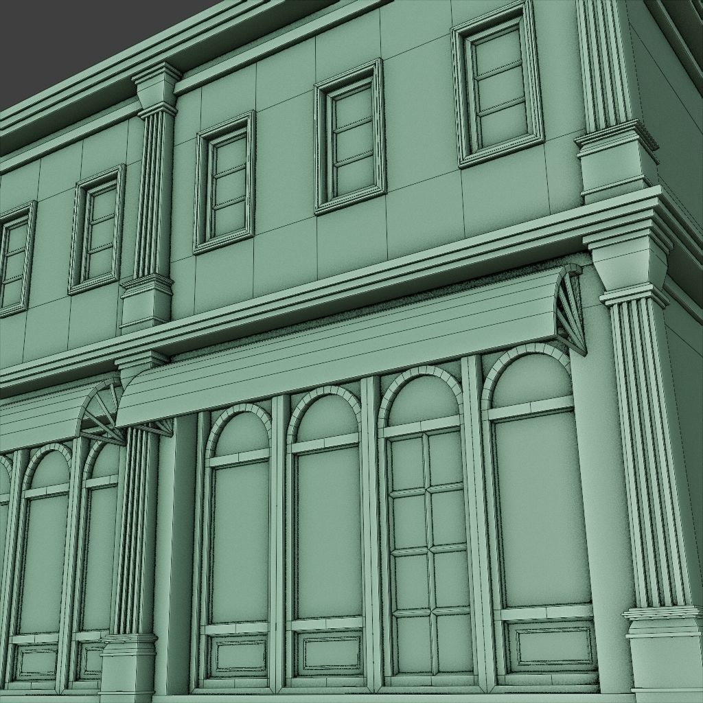 OLD RETRO CLASSICAL BUILDING 10 Low-poly 3D model_11