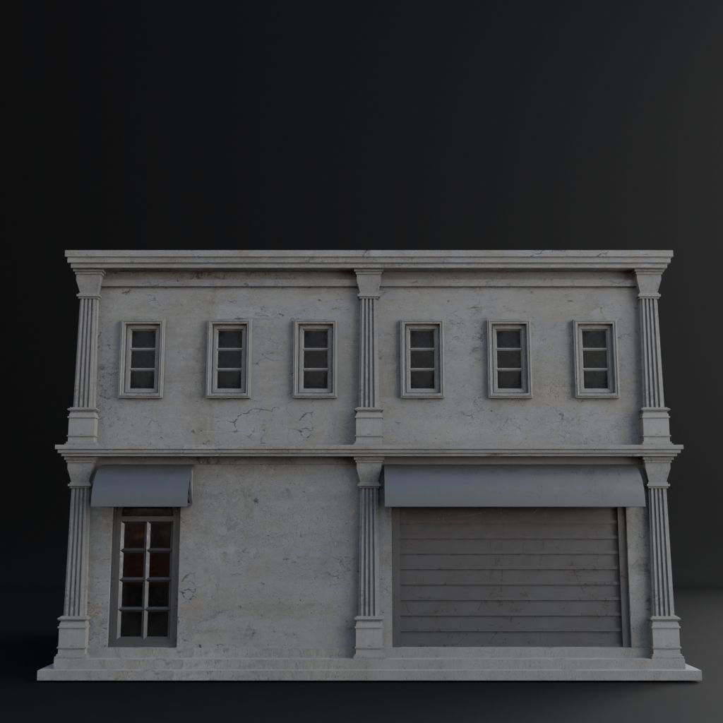 OLD RETRO CLASSICAL BUILDING 10 Low-poly 3D model_4