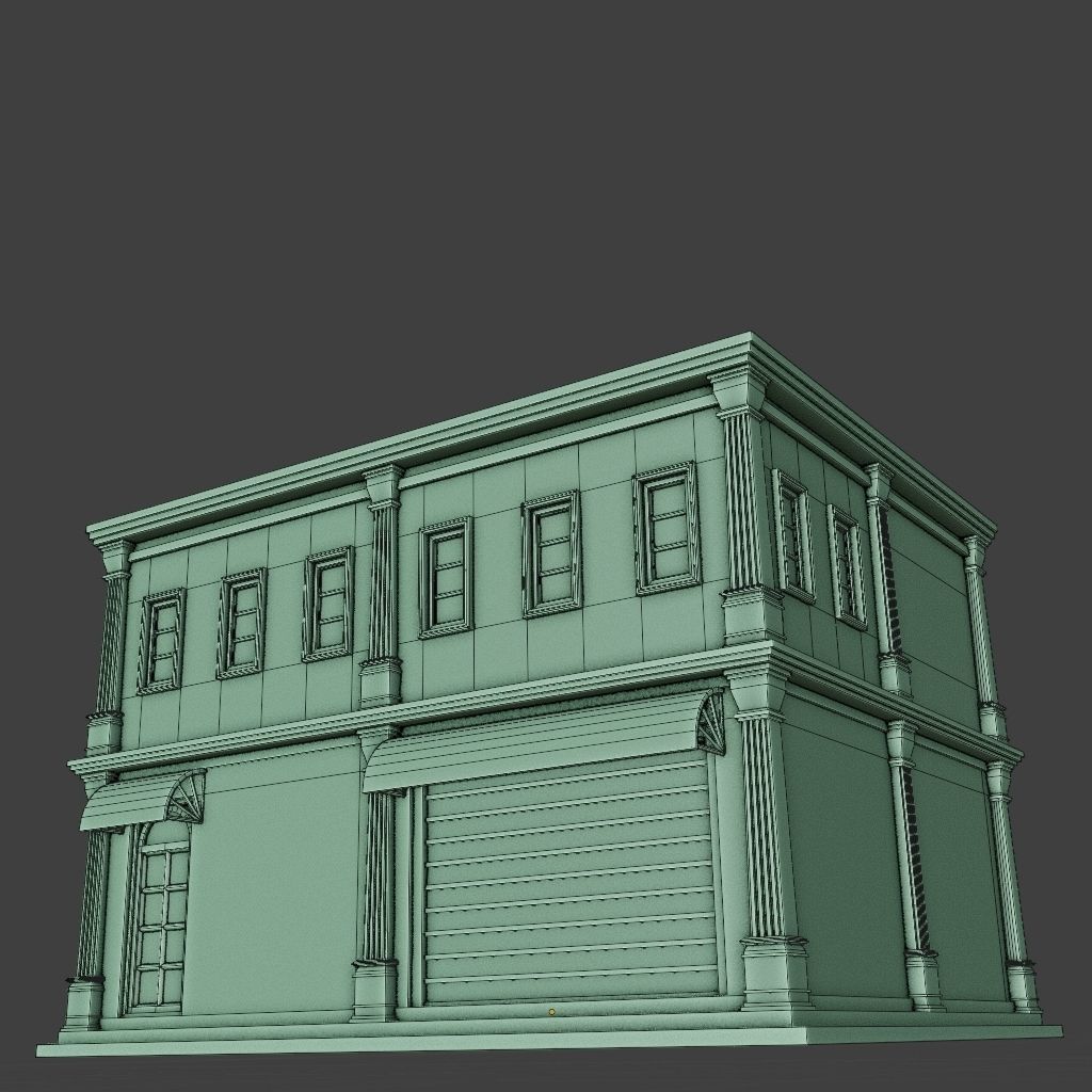 OLD RETRO CLASSICAL BUILDING 10 Low-poly 3D model_12
